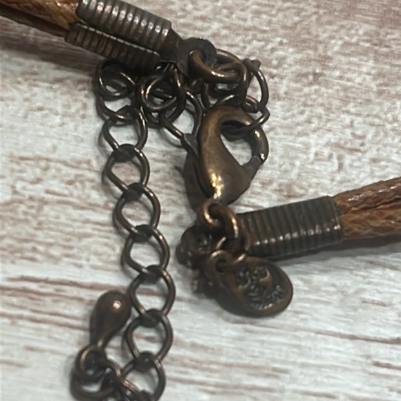 Premier Designs Leather Necklace Copper Pendant Choker - Picture 5 of 7